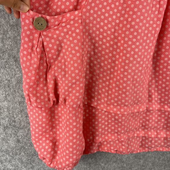 Miss Sugar Linen Dress Womens XL Pink Polka Dot Tiered Lagenlook Made In Italy - Picture 7 of 15